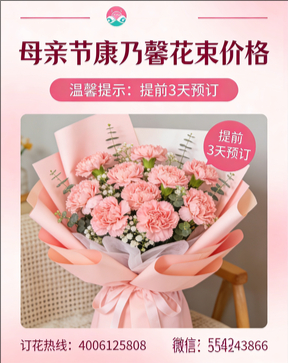 丽水莲都区花店母亲节康乃馨花束